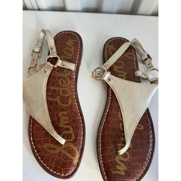 4 for $10 Sam Edelmen Gold Leather Thong Sandals 8.5 - Picture 6 of 7